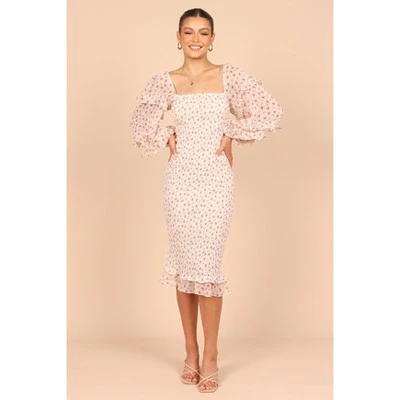 Petal And Pup Womens Bonita Shirred Frill Long Sleeve Bodycon Midi Dress 7 Petal And Pup Womens Bonita Shirred Frill Long Sleeve Bodycon Midi Dress - Image 5