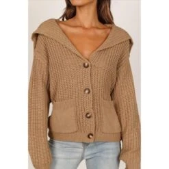 Petal And Pup Womens Amelia Oversize Collar Button Cardigan