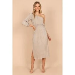 Petal And Pup Womens Pontee One Shoulder Pleated Midi Dress