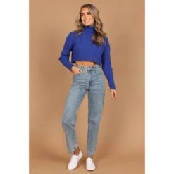 Petal And Pup Womens Kellan Turtleneck Cable Crop Knit Sweater