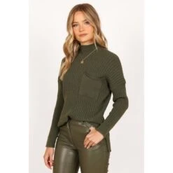 Petal And Pup Alyssa Crewneck Oversized Pocket Knit Sweater