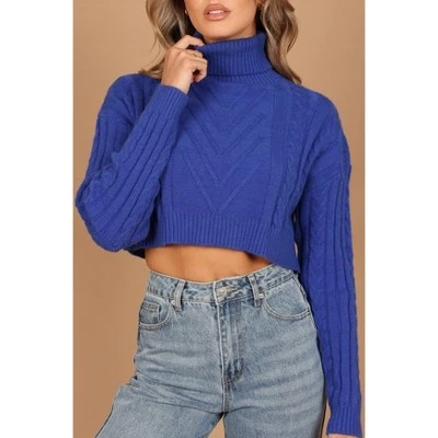 Petal And Pup Womens Kellan Turtleneck Cable Crop Knit Sweater 4 Petal And Pup Womens Kellan Turtleneck Cable Crop Knit Sweater - Image 2