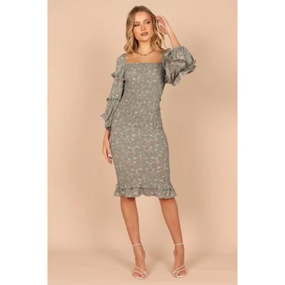 Petal And Pup Womens Bonita Shirred Frill Long Sleeve Bodycon Midi Dress 11 Petal And Pup Womens Bonita Shirred Frill Long Sleeve Bodycon Midi Dress - Image 9