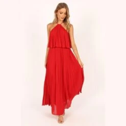 Petal And Pup Womens Gia Pleated Halterneck Maxi Dress -Clothing Discount Shop GUEST ec6a59ad c767 4766 a668 149e439cfb37