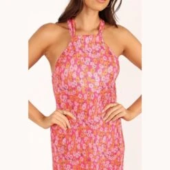 Petal And Pup Womens Melody Plisse Halter Maxi Dress