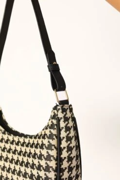 Angela Shoulder Bag - Black Houndstooth -Clothing Discount Shop petal and pup usa accessories angela shoulder bag black houndstooth one size 33994886938801