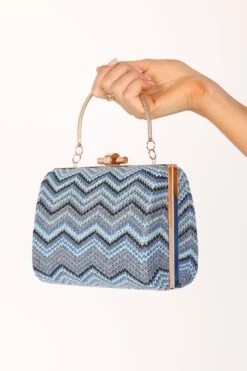 Claudia Clutch - Blue Chevron 11 Claudia Clutch - Blue Chevron -Clothing Discount Shop petal and pup usa accessories claudia clutch blue chevron one size 33612357370033