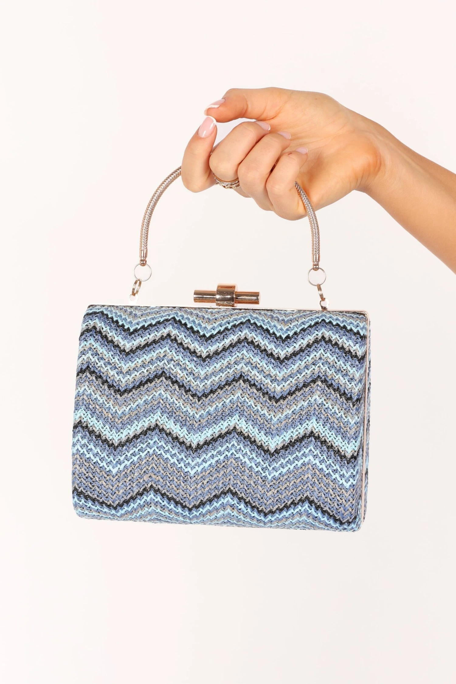 Claudia Clutch - Blue Chevron 8 Claudia Clutch - Blue Chevron - Image 6