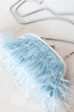 Evelyn Feather Bag - Blue -Clothing Discount Shop petal and pup usa accessories evelyn feather bag blue one size 32924867854513