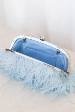 Evelyn Feather Bag - Blue -Clothing Discount Shop petal and pup usa accessories evelyn feather bag blue one size 32924867920049