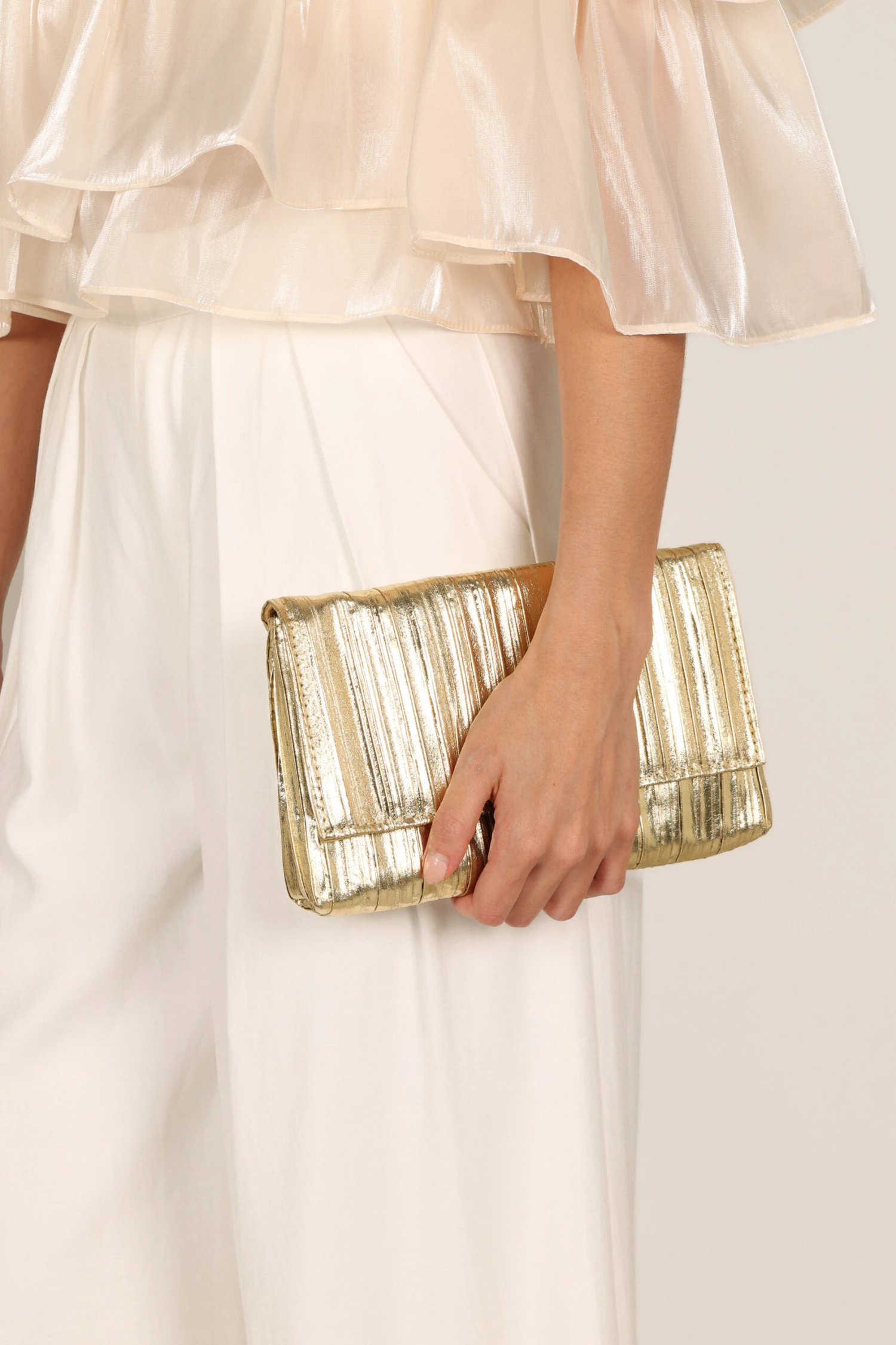 Gemma Ruched Clutch - Gold 5 Gemma Ruched Clutch - Gold - Image 3