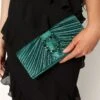 Judah Pleated Clutch - Emerald 1 Judah Pleated Clutch - Emerald -Clothing Discount Shop petal and pup usa accessories judah pleated clutch emerald one size 34011655209137