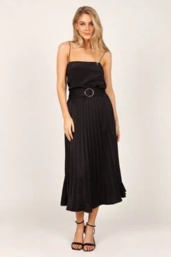 Anderson Pleat Midi Skirt - Black