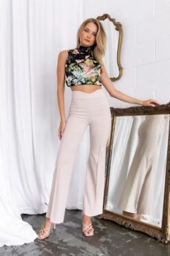 Clothing Discount Shop 24 Archie High Waisted Tailored Pants - Beige