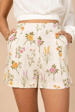 August Tailored Shorts - Beige Floral -Clothing Discount Shop petal and pup usa bottoms august tailored shorts beige floral 32317552394417
