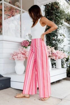 Clothing Discount Shop -Clothing Discount Shop petal and pup usa bottoms camie wide leg pant pink stripe 33487878357169