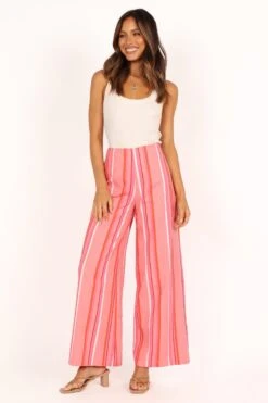 Camie Wide Leg Pant - Pink Stripe 14 Camie Wide Leg Pant - Pink Stripe -Clothing Discount Shop petal and pup usa bottoms camie wide leg pant pink stripe 33487878389937