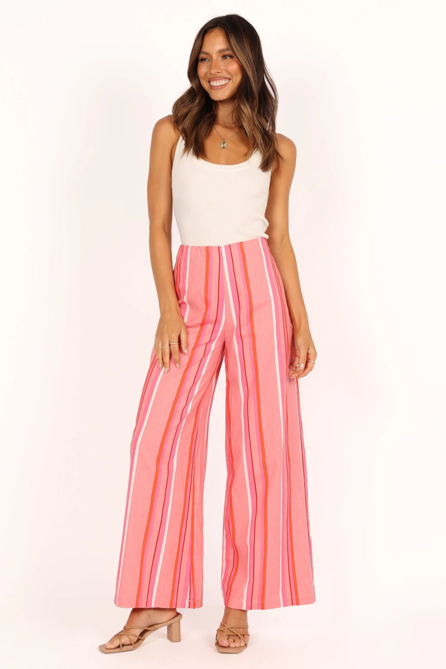 Camie Wide Leg Pant - Pink Stripe 5 Camie Wide Leg Pant - Pink Stripe - Image 3