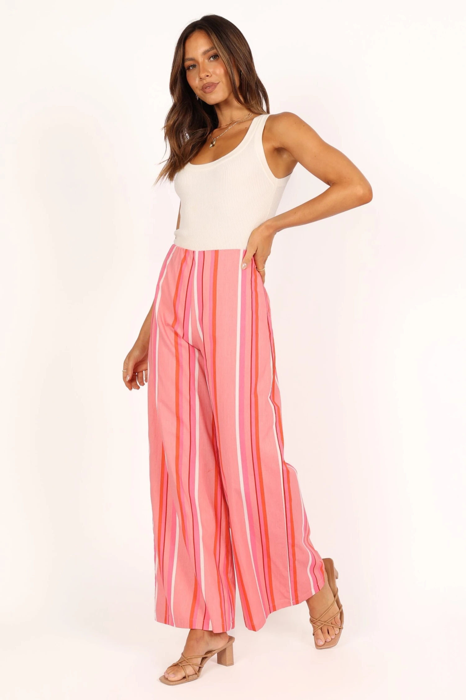 Camie Wide Leg Pant - Pink Stripe 6 Camie Wide Leg Pant - Pink Stripe - Image 4