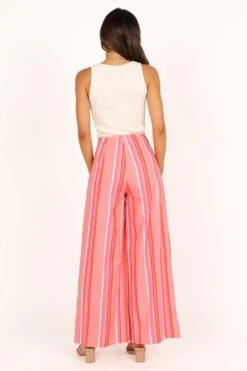 Camie Wide Leg Pant - Pink Stripe 19 Camie Wide Leg Pant - Pink Stripe -Clothing Discount Shop petal and pup usa bottoms camie wide leg pant pink stripe 33487878553777