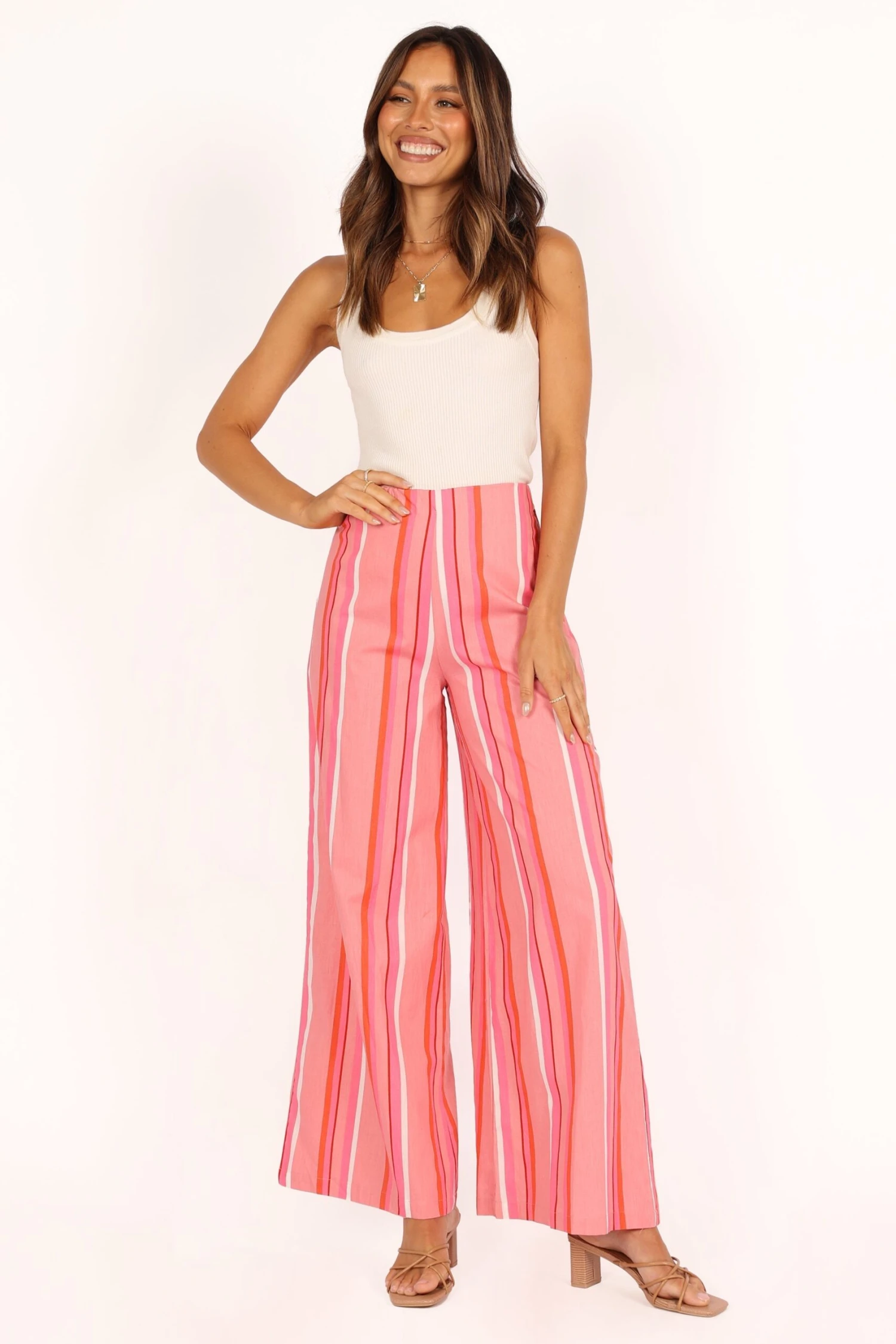 Camie Wide Leg Pant - Pink Stripe 11 Camie Wide Leg Pant - Pink Stripe - Image 9