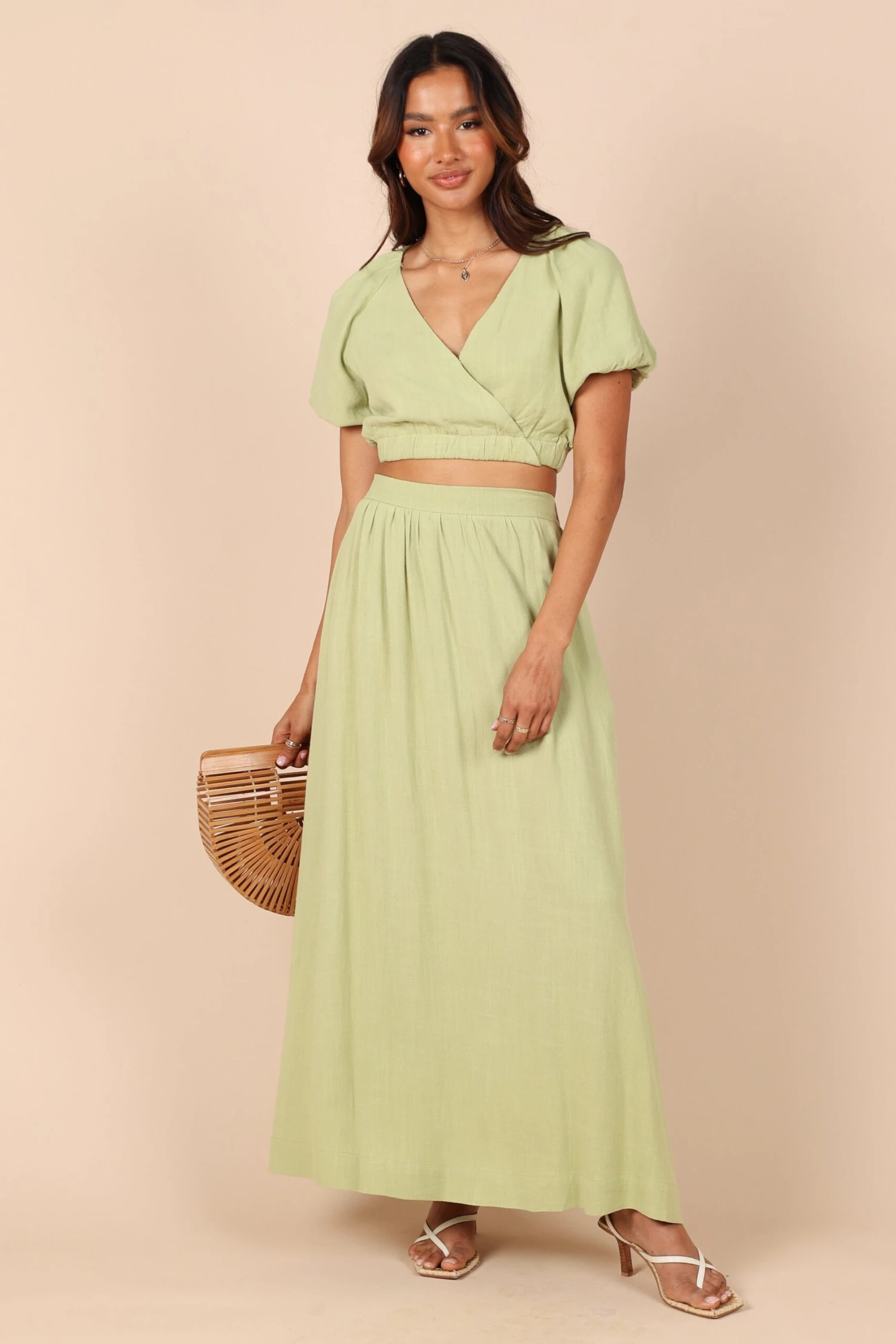 Cecily High Waisted Maxi Skirt - Sage 5 Cecily High Waisted Maxi Skirt - Sage - Image 3