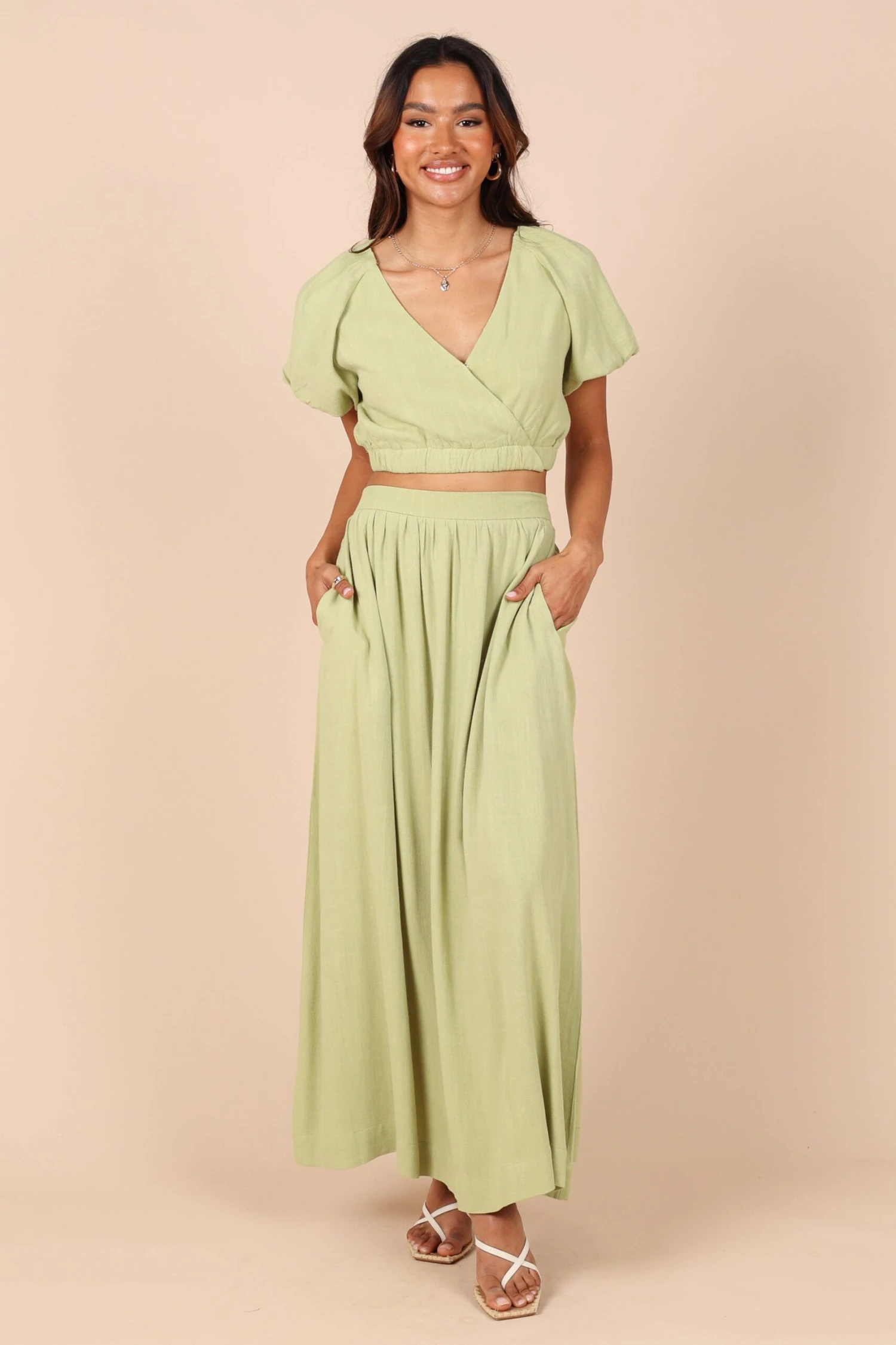 Cecily High Waisted Maxi Skirt - Sage 9 Cecily High Waisted Maxi Skirt - Sage - Image 7
