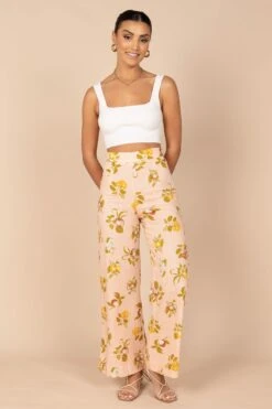 Cecily High Waisted Wide Leg Pants - Pink Floral -Clothing Discount Shop petal and pup usa bottoms cecily high waisted wide leg pants pink floral 32323124854961