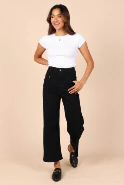 Georgette High Waisted Straight Leg Pants - Black 14 Georgette High Waisted Straight Leg Pants - Black -Clothing Discount Shop petal and pup usa bottoms georgette high waisted straight leg pants black 32507595358385