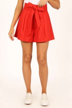 Maya High Waisted Paperbag Shorts - Red 18 Maya High Waisted Paperbag Shorts - Red -Clothing Discount Shop petal and pup usa bottoms maya high waisted paperbag shorts red 33681591500977