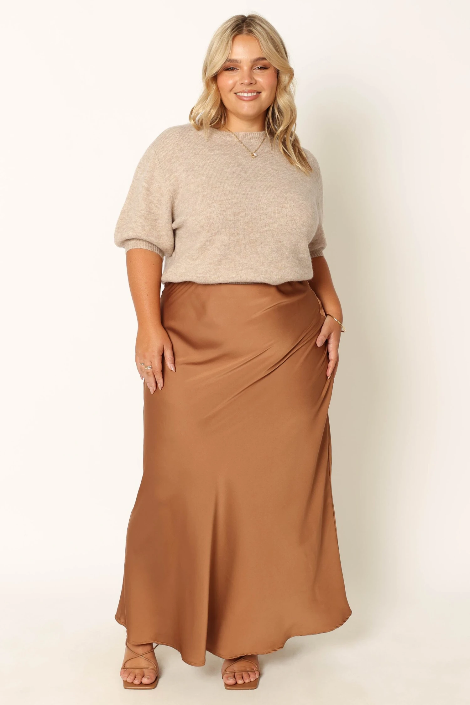 Nellie Satin Midi Skirt - Bronze 6 Nellie Satin Midi Skirt - Bronze - Image 4