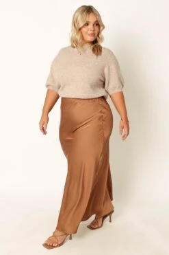 Nellie Satin Midi Skirt - Bronze 23 Nellie Satin Midi Skirt - Bronze -Clothing Discount Shop petal and pup usa bottoms nellie satin midi skirt bronze 33968203530417