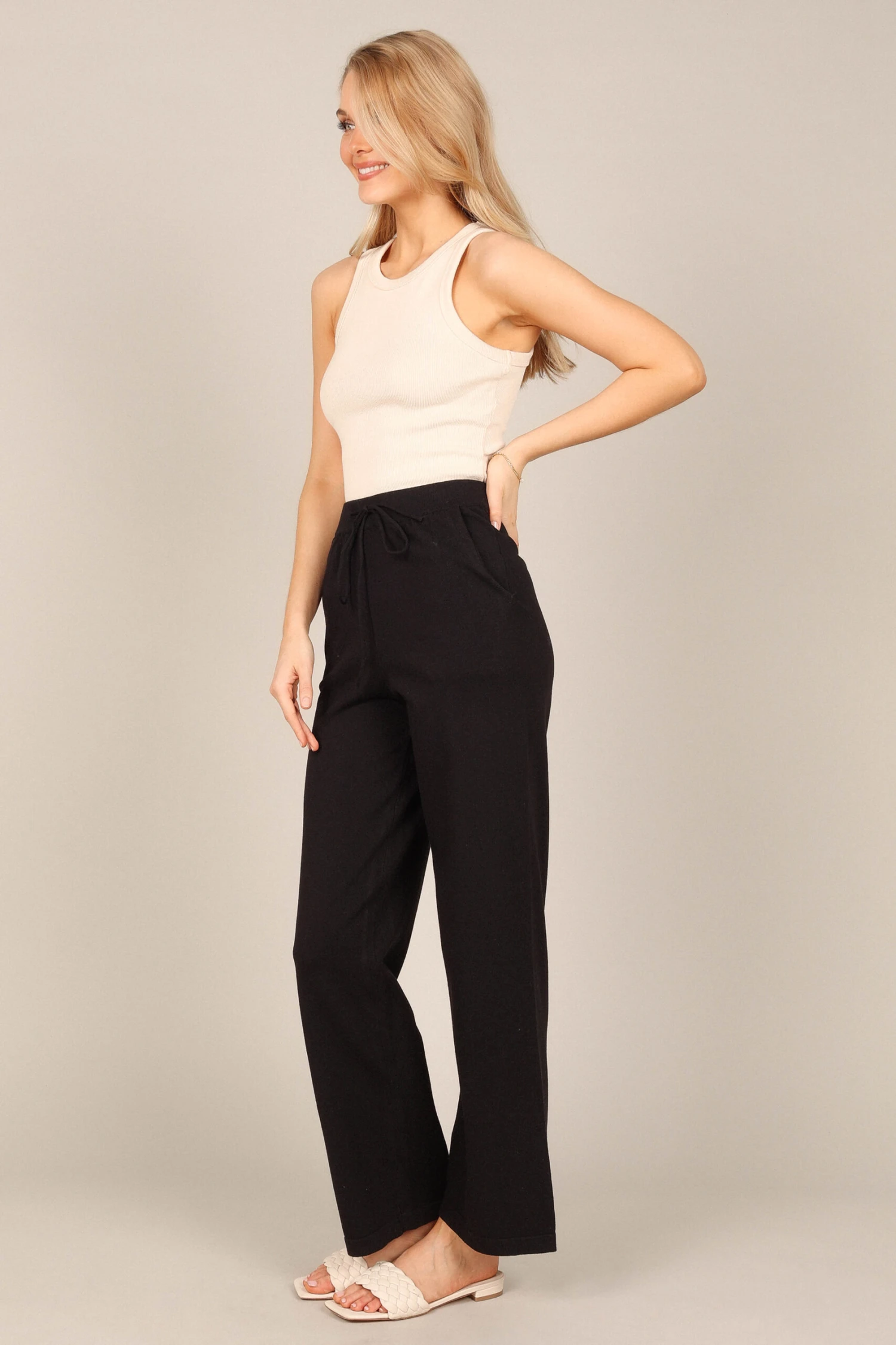 Penelope Knitted Wide Leg Lounge Pants - Black 8 Penelope Knitted Wide Leg Lounge Pants - Black - Image 6
