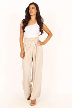 Petra Wide Leg Pant - Oatmeal 19 Petra Wide Leg Pant - Oatmeal -Clothing Discount Shop petal and pup usa bottoms petra wide leg pant oatmeal 33836377964721