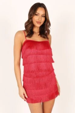 Rara Fringe Skirt - Red -Clothing Discount Shop petal and pup usa bottoms rara fringe skirt red 33779297419441