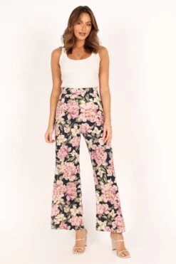 Tonya High Waist Wide Leg Pants - Navy