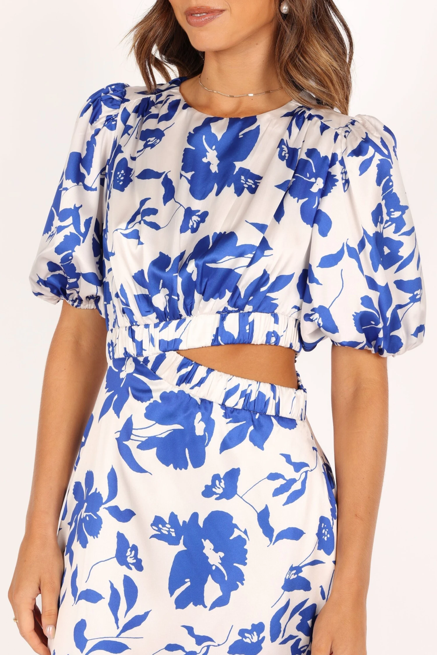 Aminah Puff Sleeve Dress - Blue Floral 6 Aminah Puff Sleeve Dress - Blue Floral - Image 4