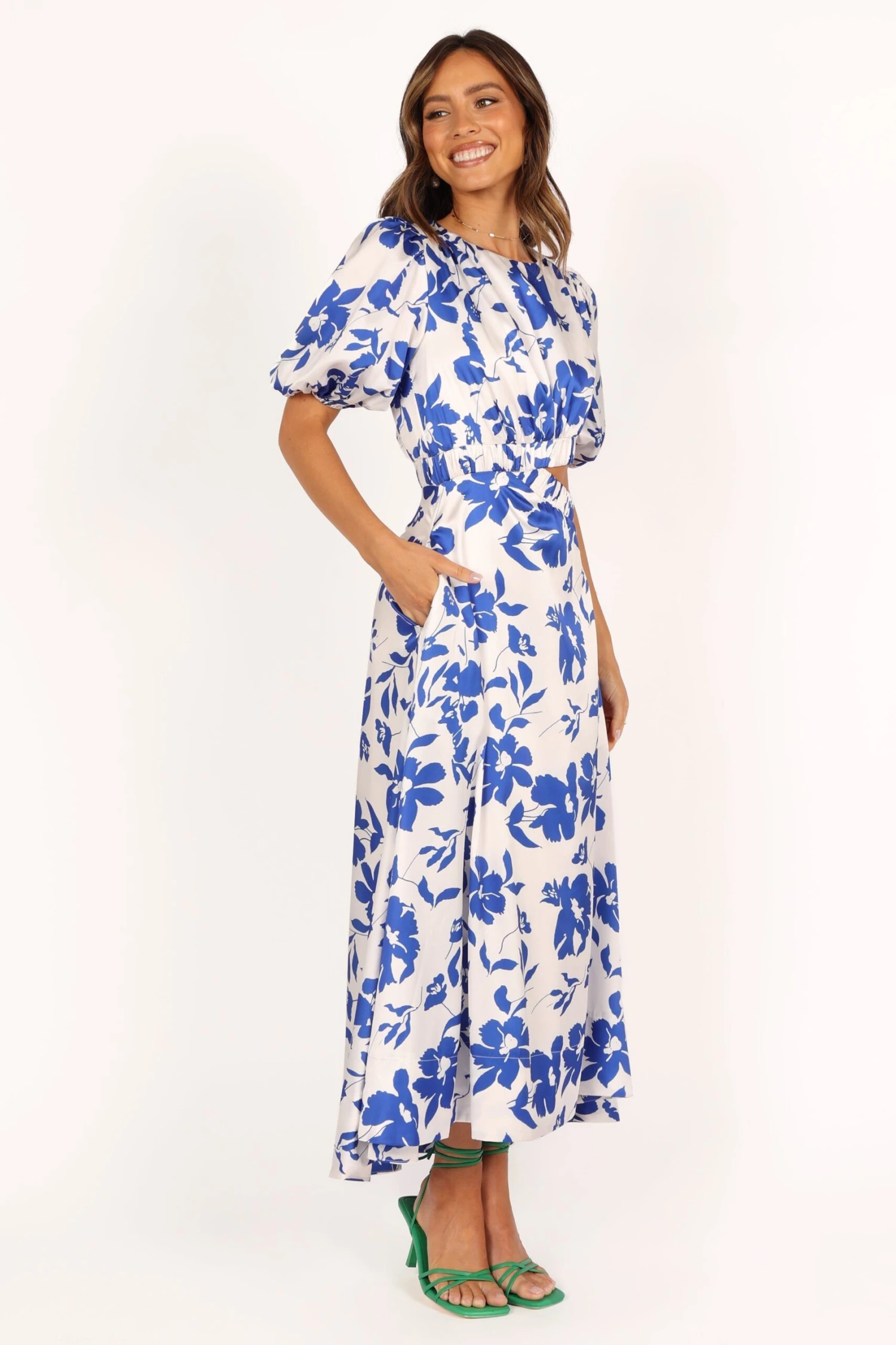 Aminah Puff Sleeve Dress - Blue Floral 10 Aminah Puff Sleeve Dress - Blue Floral - Image 8