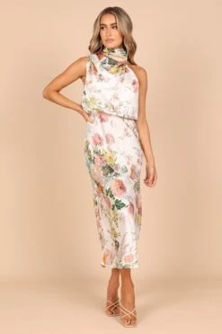 Anabelle Halter Neck Midi Dress - White Floral 27 Anabelle Halter Neck Midi Dress - White Floral -Clothing Discount Shop petal and pup usa dresses anabelle halter neck maxi dress white floral 33871057911985