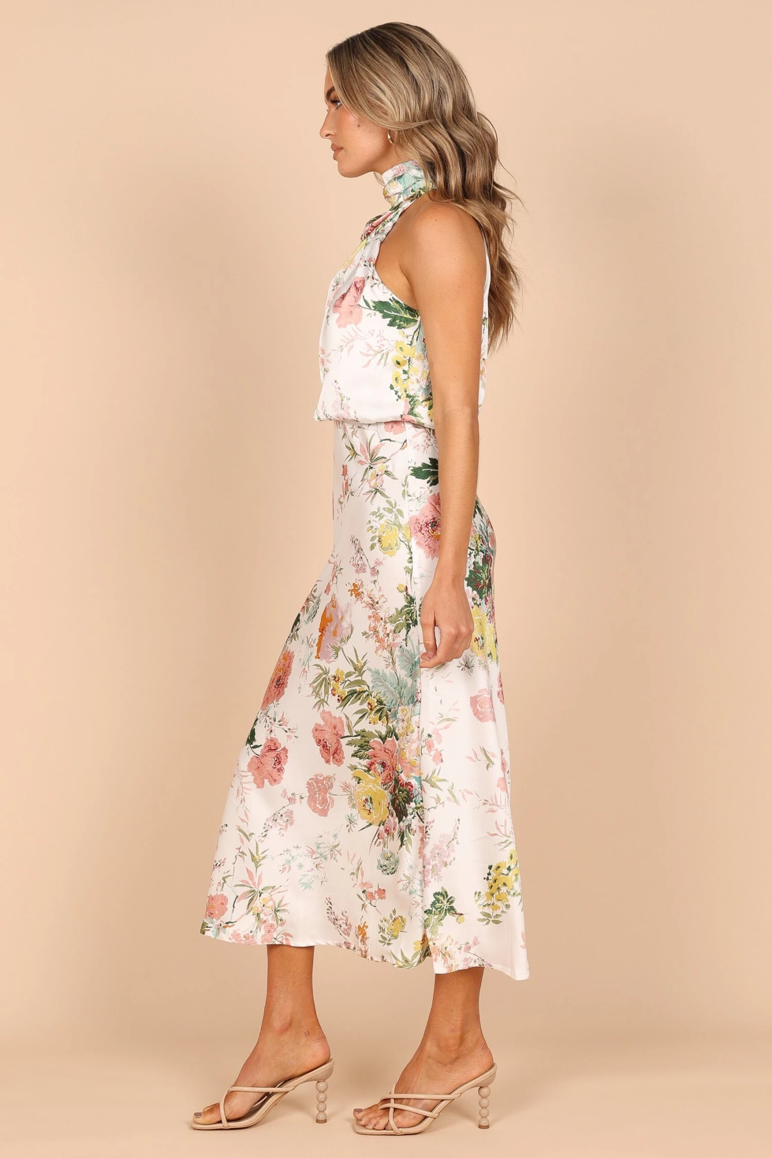 Anabelle Halter Neck Midi Dress - White Floral 14 Anabelle Halter Neck Midi Dress - White Floral - Image 12