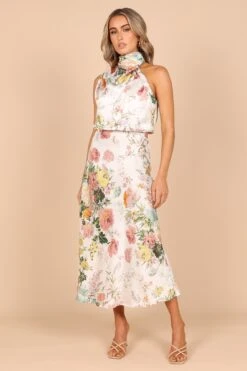 Anabelle Halter Neck Midi Dress - White Floral 31 Anabelle Halter Neck Midi Dress - White Floral -Clothing Discount Shop petal and pup usa dresses anabelle halter neck maxi dress white floral 33871058075825