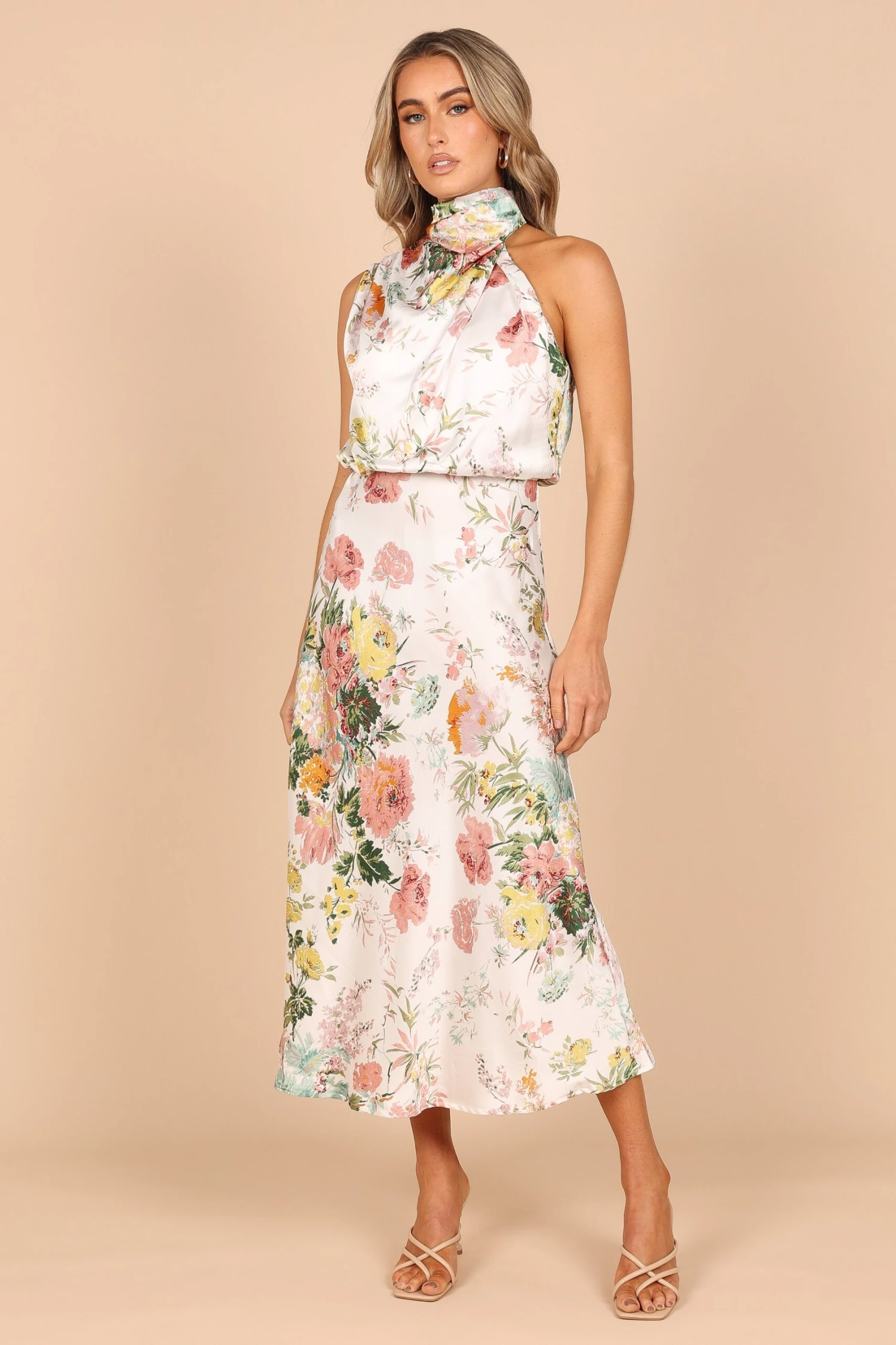 Anabelle Halter Neck Midi Dress - White Floral 17 Anabelle Halter Neck Midi Dress - White Floral - Image 15