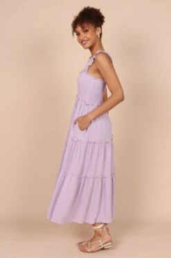 August Shirred Maxi Dress - Lilac -Clothing Discount Shop petal and pup usa dresses august shirred maxi dress lilac 32317558227121