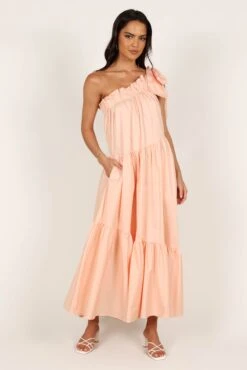 Ava One Shoulder Maxi Dress - Peach 13 Ava One Shoulder Maxi Dress - Peach -Clothing Discount Shop petal and pup usa dresses ava one shoulder maxi dress peach 33173388492977