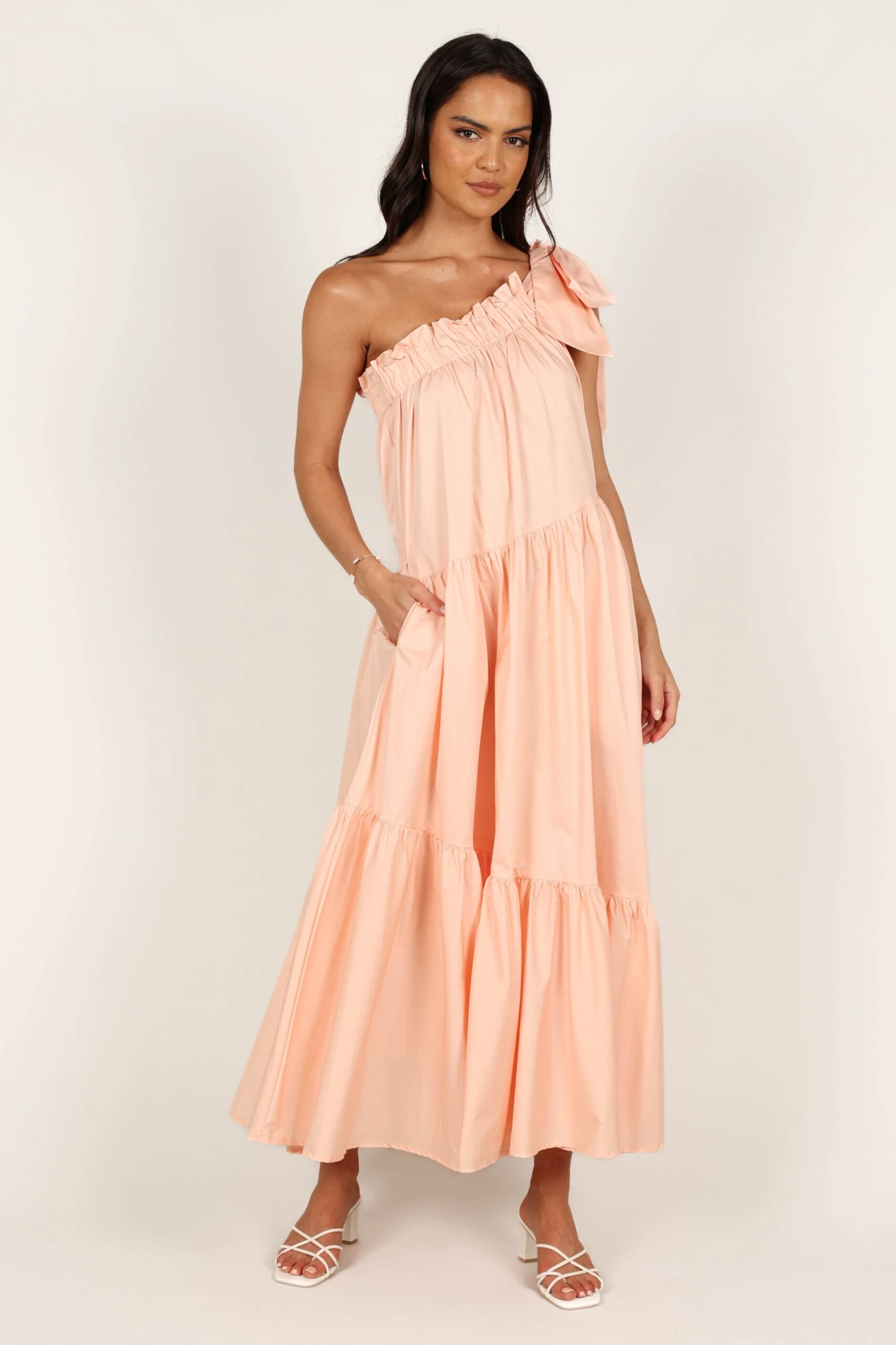 Ava One Shoulder Maxi Dress - Peach 5 Ava One Shoulder Maxi Dress - Peach - Image 3