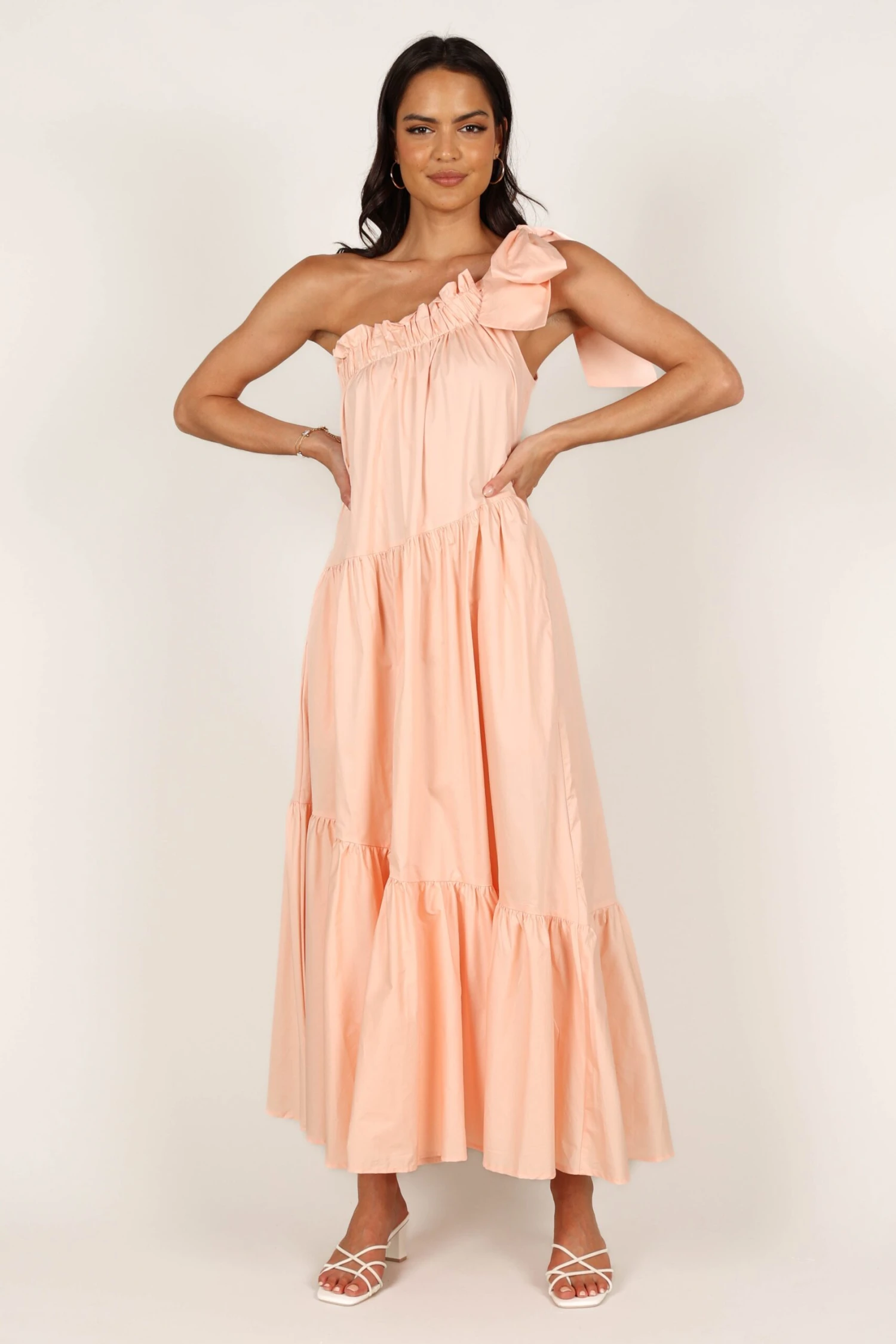 Ava One Shoulder Maxi Dress - Peach 7 Ava One Shoulder Maxi Dress - Peach - Image 5