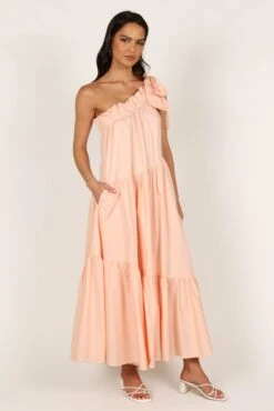 Ava One Shoulder Maxi Dress - Peach 18 Ava One Shoulder Maxi Dress - Peach -Clothing Discount Shop petal and pup usa dresses ava one shoulder maxi dress peach 33173388656817