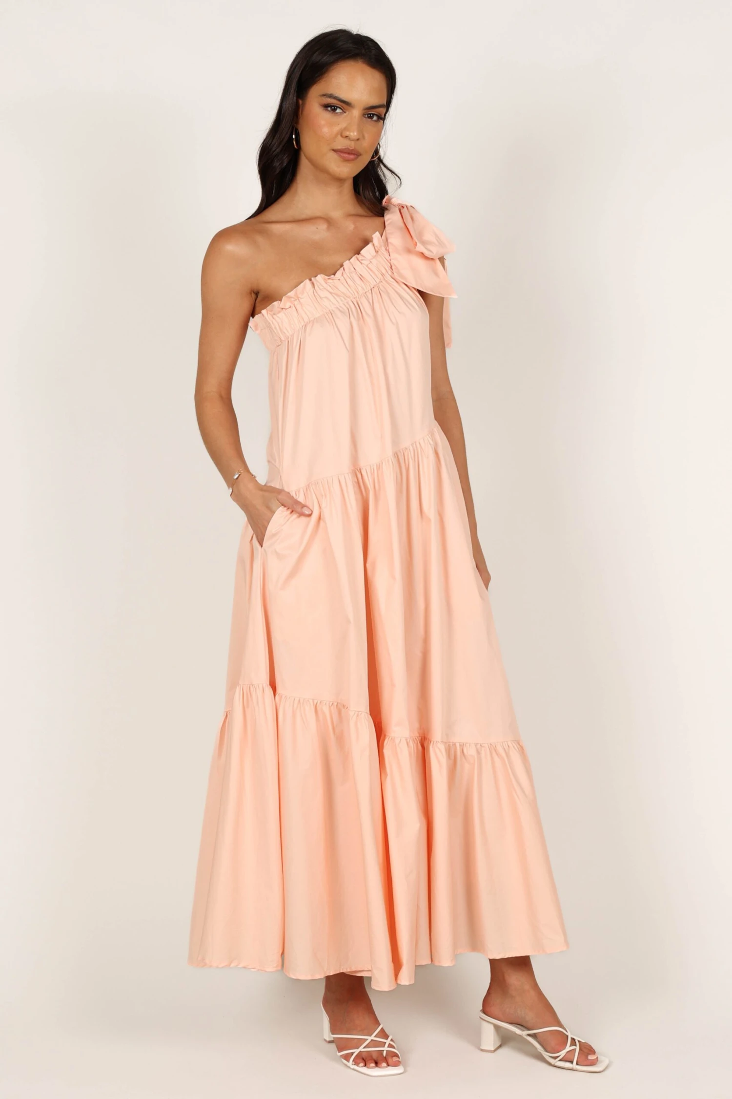 Ava One Shoulder Maxi Dress - Peach 10 Ava One Shoulder Maxi Dress - Peach - Image 8