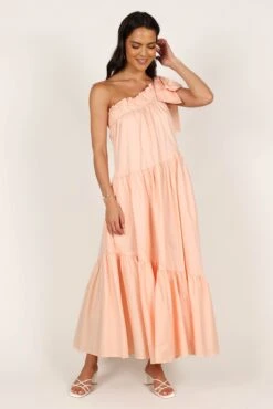 Ava One Shoulder Maxi Dress - Peach 19 Ava One Shoulder Maxi Dress - Peach -Clothing Discount Shop petal and pup usa dresses ava one shoulder maxi dress peach 33173388689585