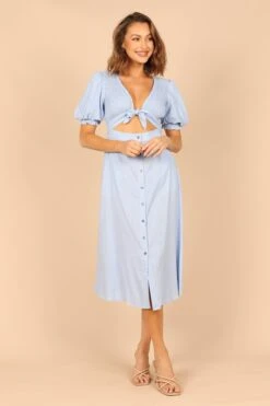 Belle Button Up Dress - Blue -Clothing Discount Shop petal and pup usa dresses belle button up dress blue 32333999276209
